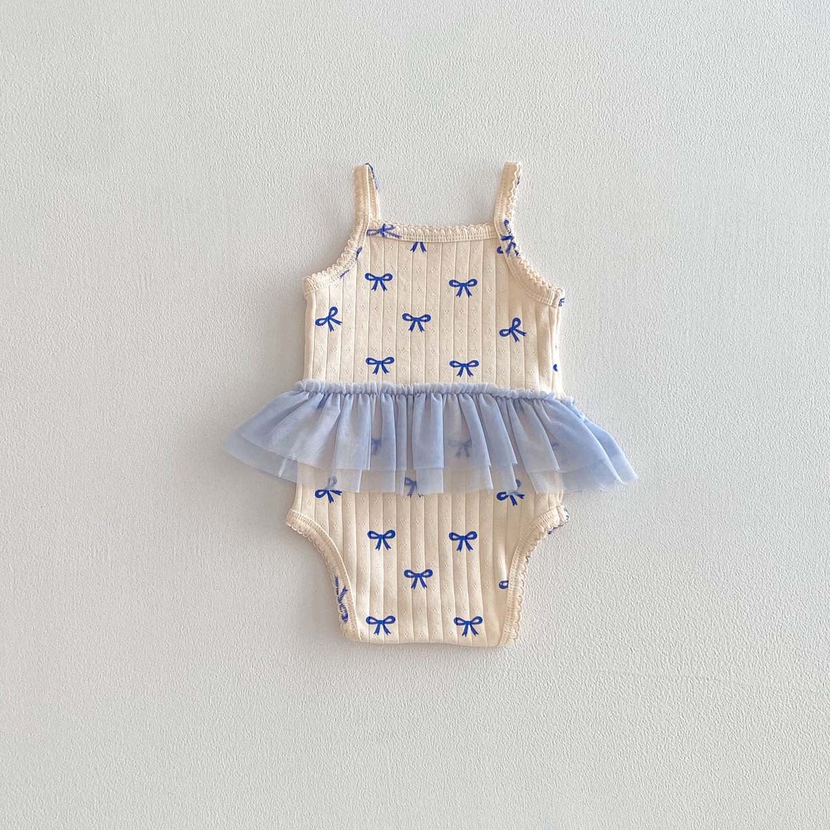 Mother’s Day Sale Micha Pointelle Singlet Onesie Powder Blue Bows