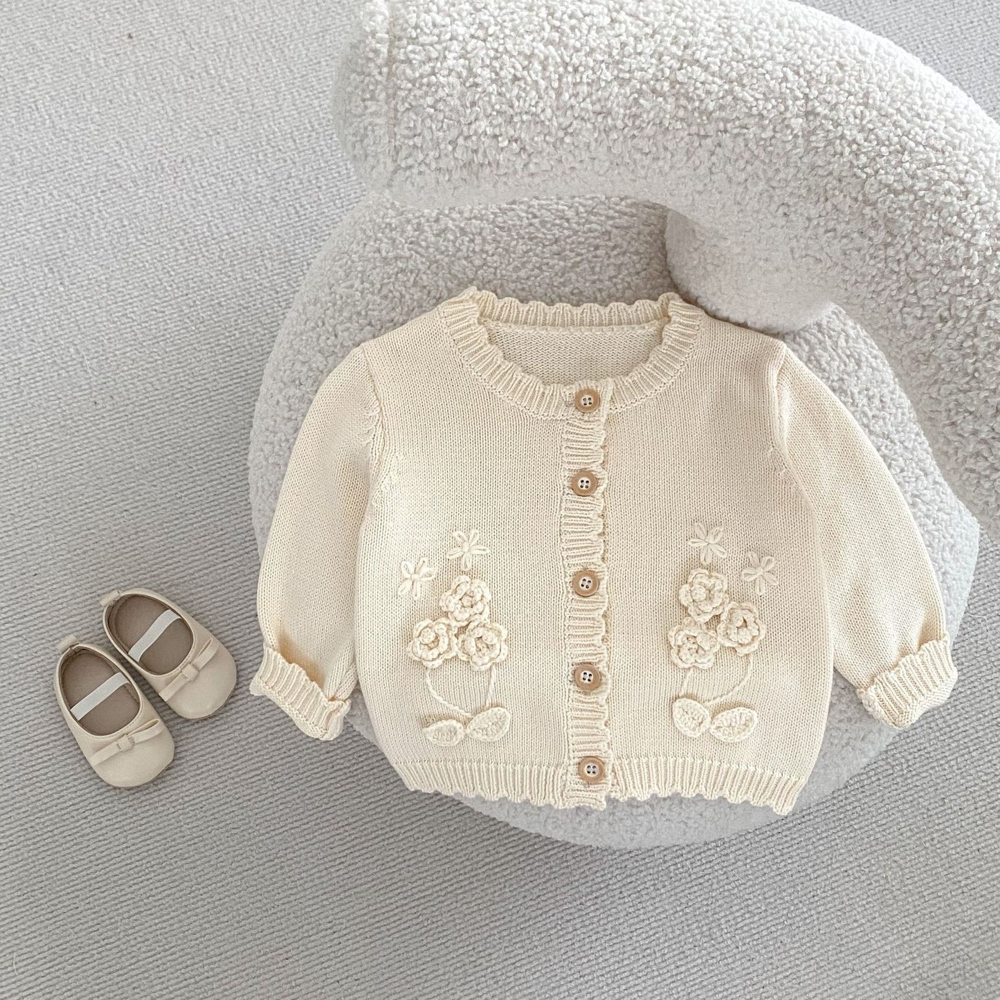 On Hand Ainsley Knitted Cardigan in 6-12 months