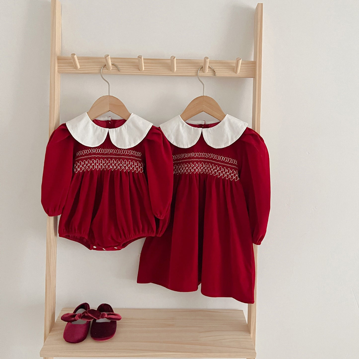 CHRISTMAS OOTD PREORDER Mariah Smocking Romper and Dress