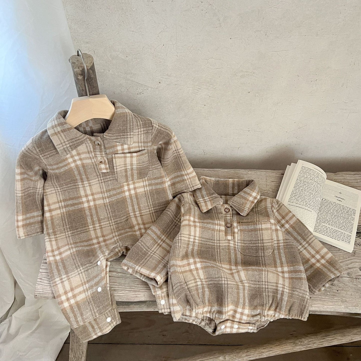 PREORDER Finn Flannel Romper or Overalls Infant Boys