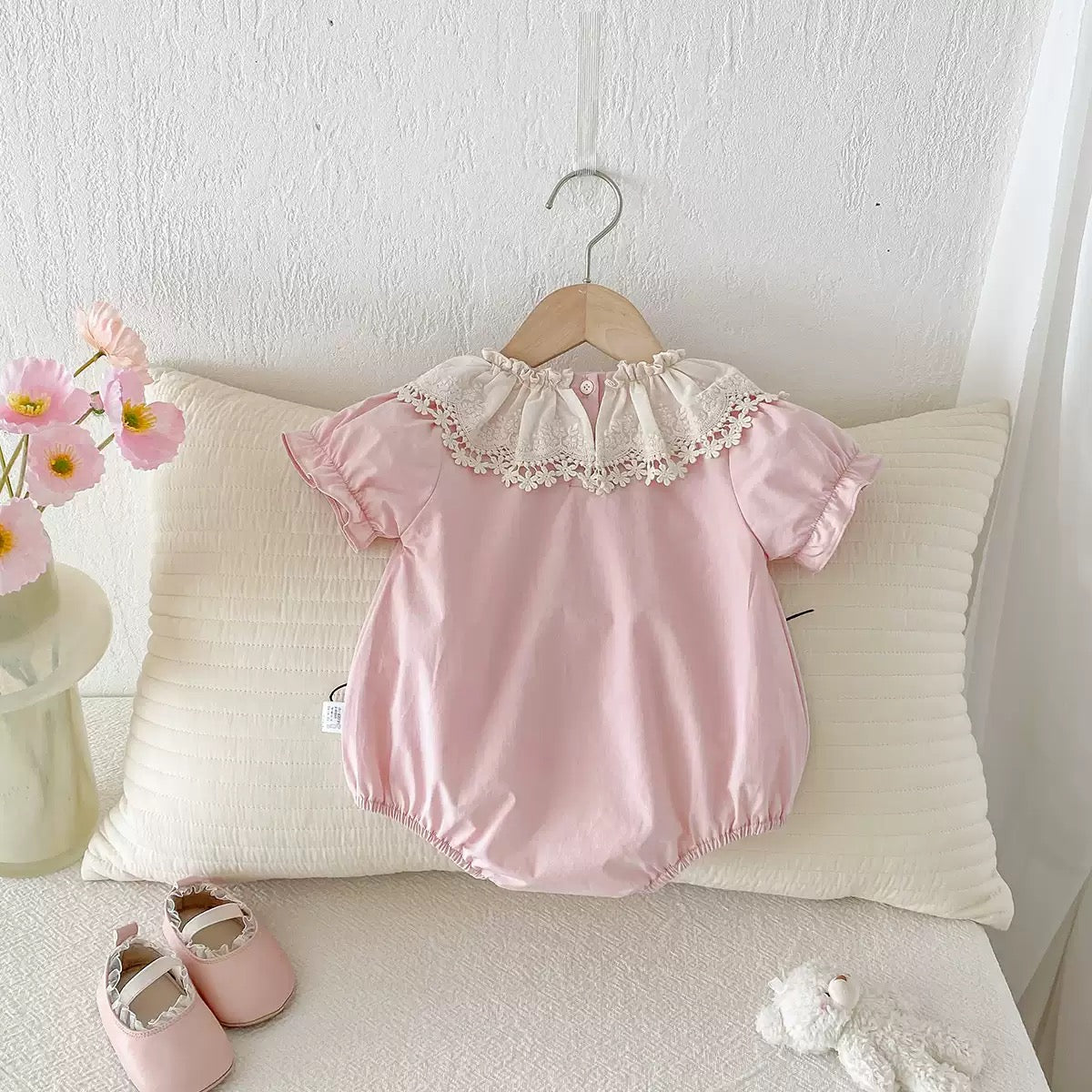 Preorder Shelly Bow Romper With Sleeves