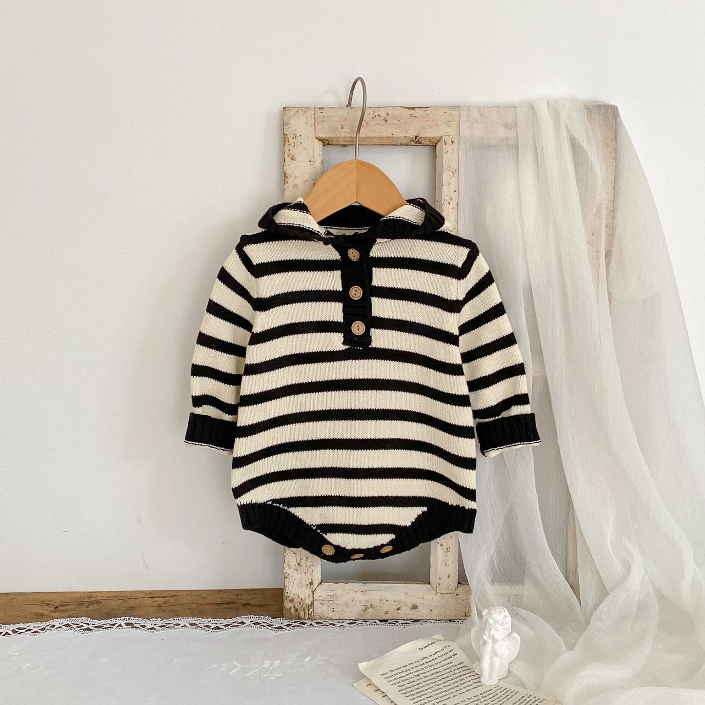 PREORDER ETHAN KNITTED HOODED ROMPER BOYS INFANT