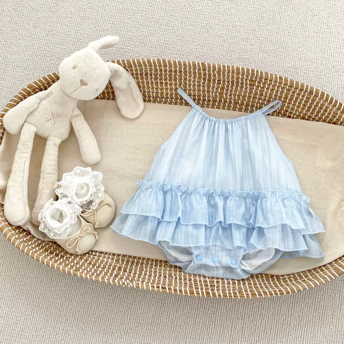 On Hand Trixie Romper in Powder Blue