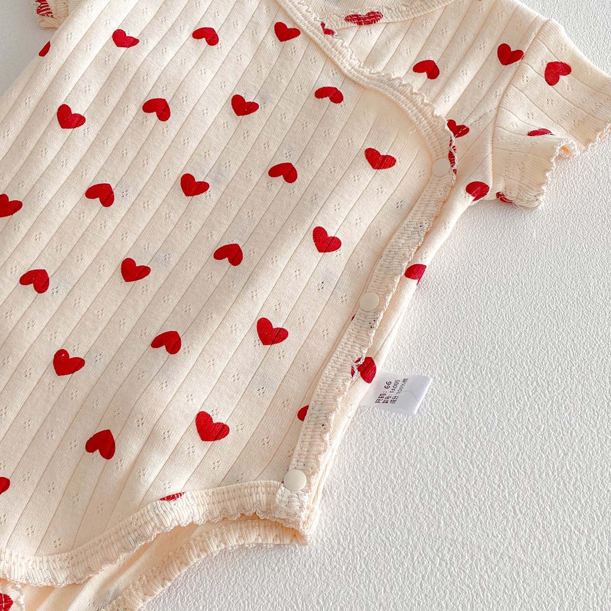 Mother’s Day Sale Micha Pointelle Wrap Onesie Red Hearts