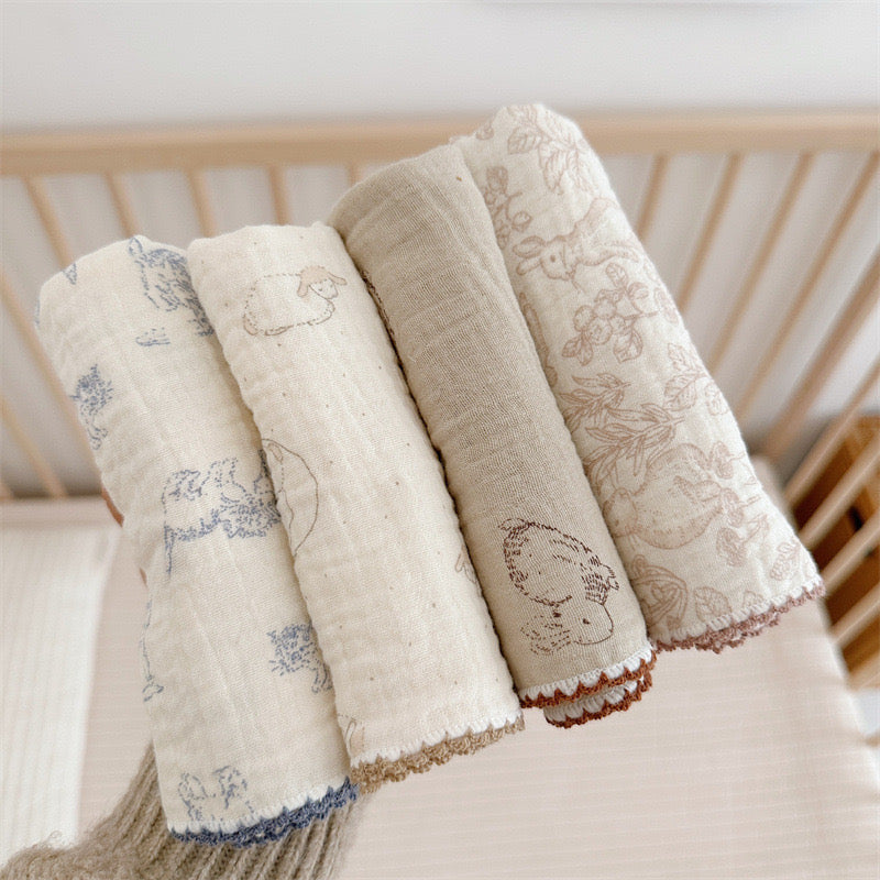 NURSERY Joyful Blooms 4 Piece Chiffon Towel (1)