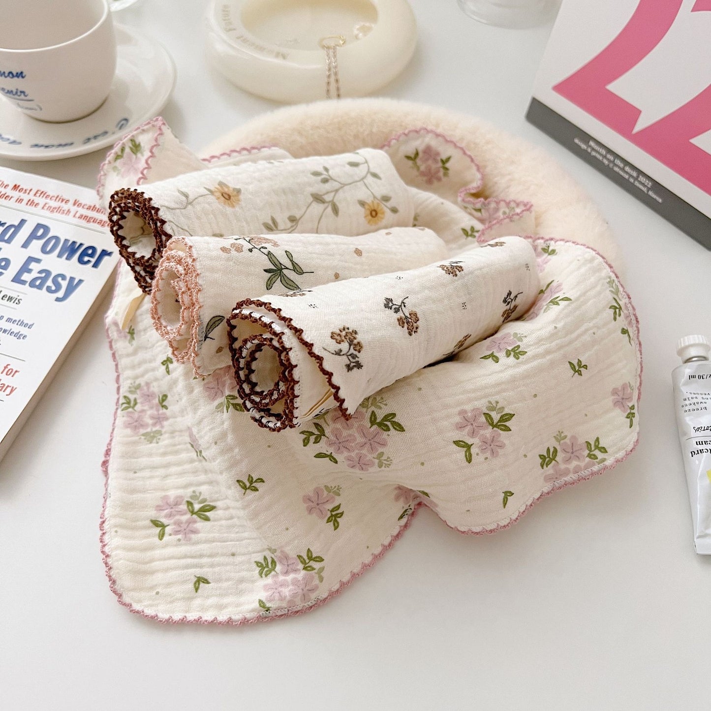 NURSERY Joyful Blooms Chiffon 4 Piece Towel (4)