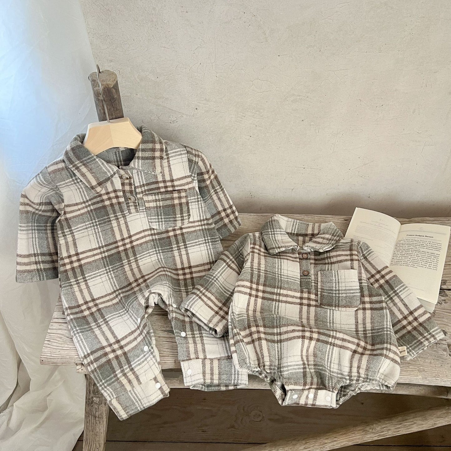 PREORDER Finn Flannel Romper or Overalls Infant Boys