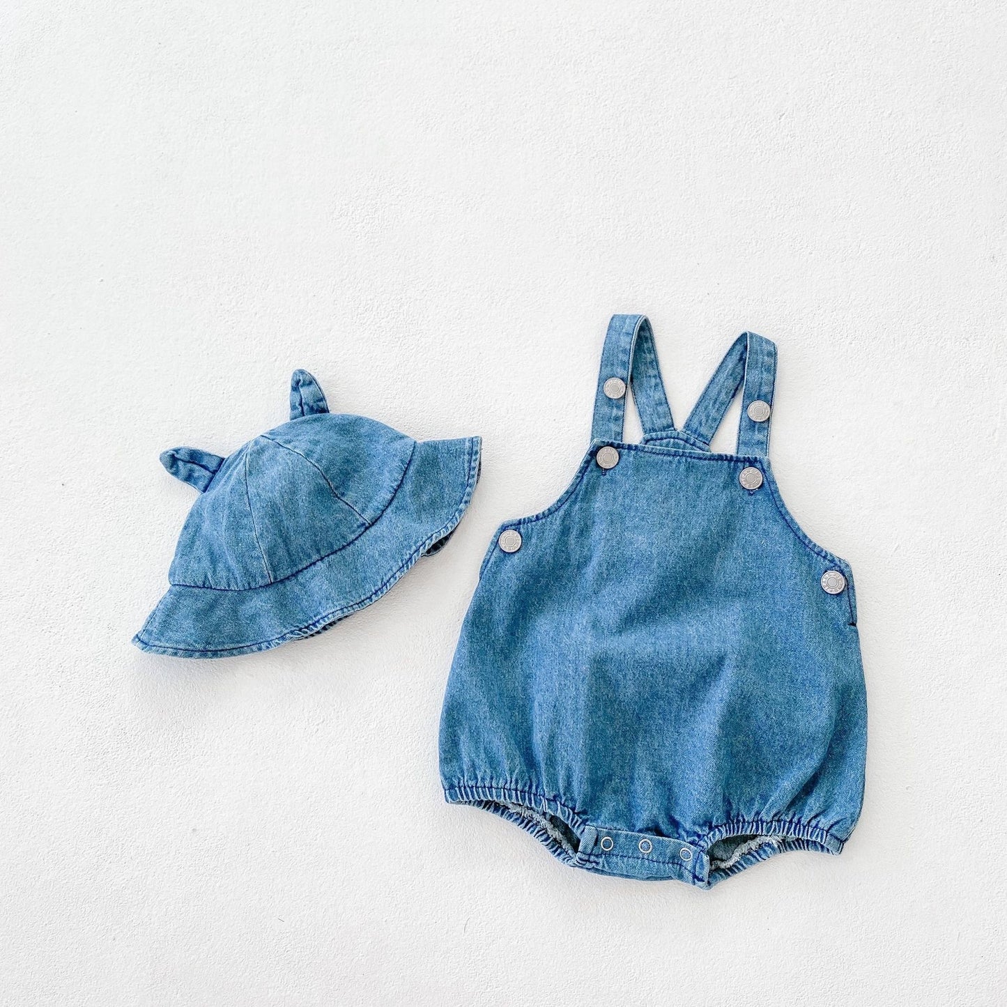 PREORDER CHARLIE DENIM ROMPER & HAT INFANT BOYS
