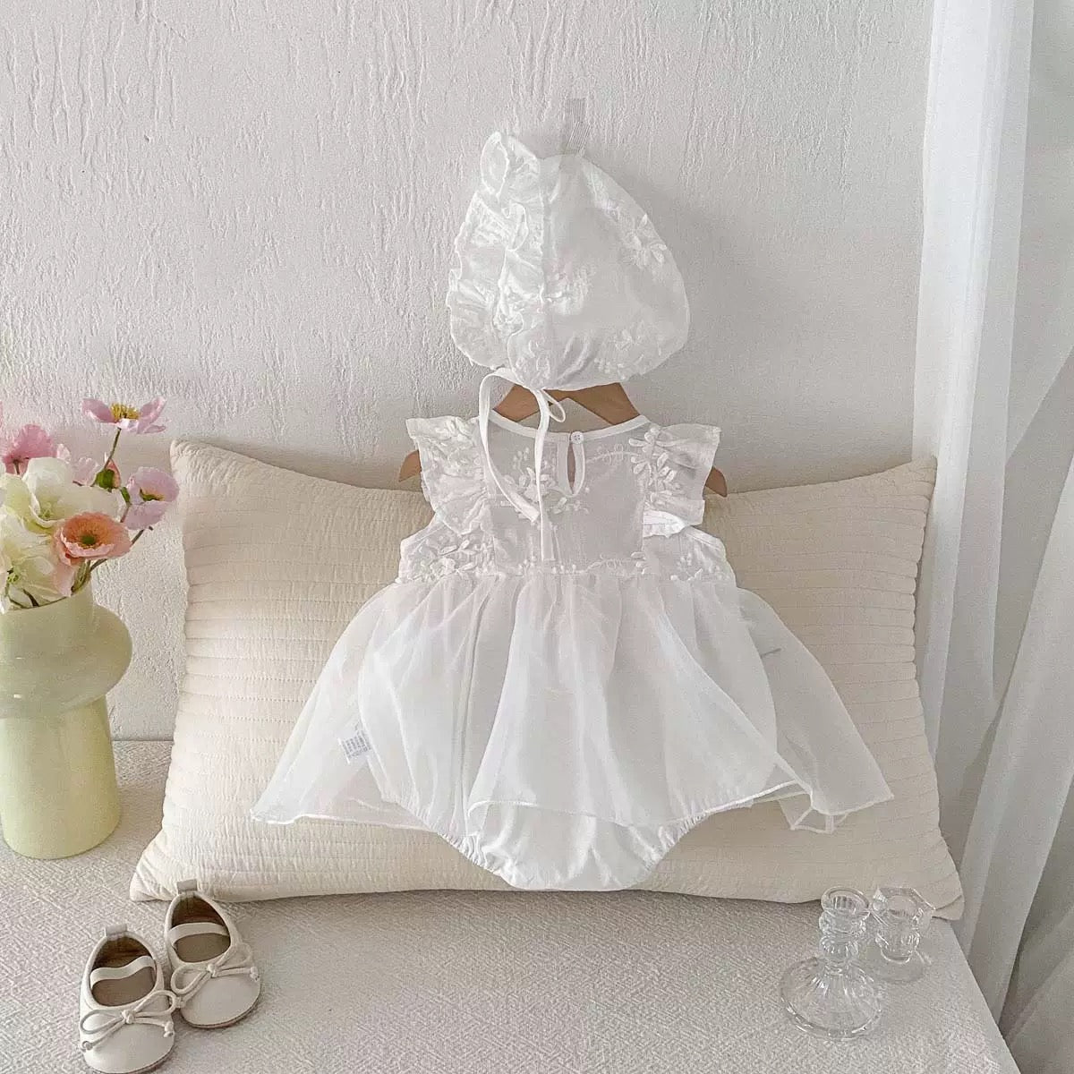 On Hand Dove Romper and Hat