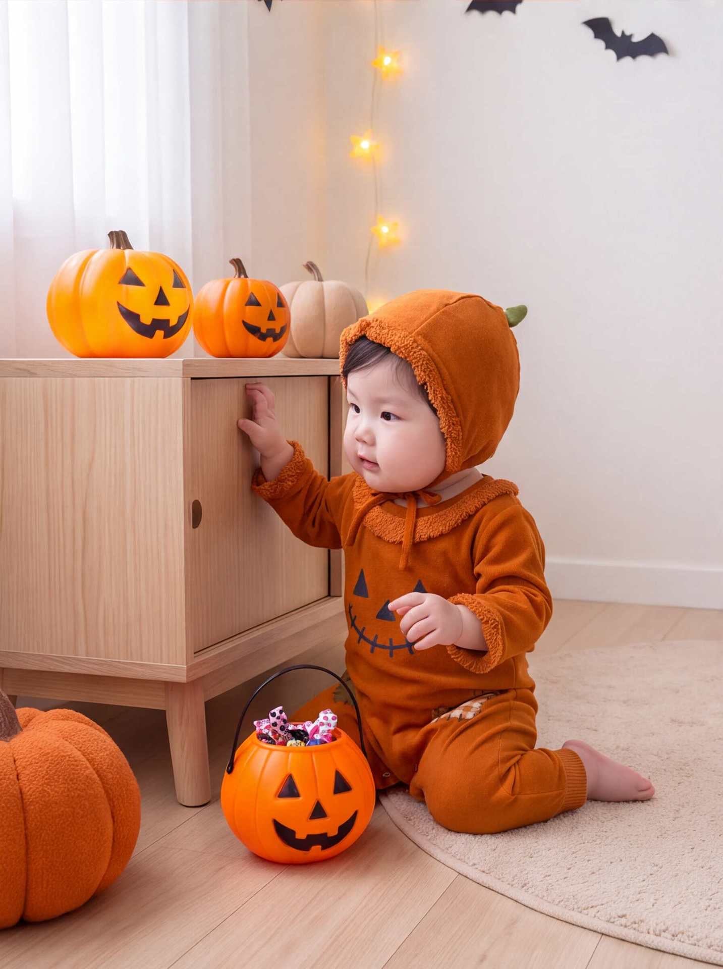 Preorder Halloween Pumpkin Patchwork Bodysuit & Hat