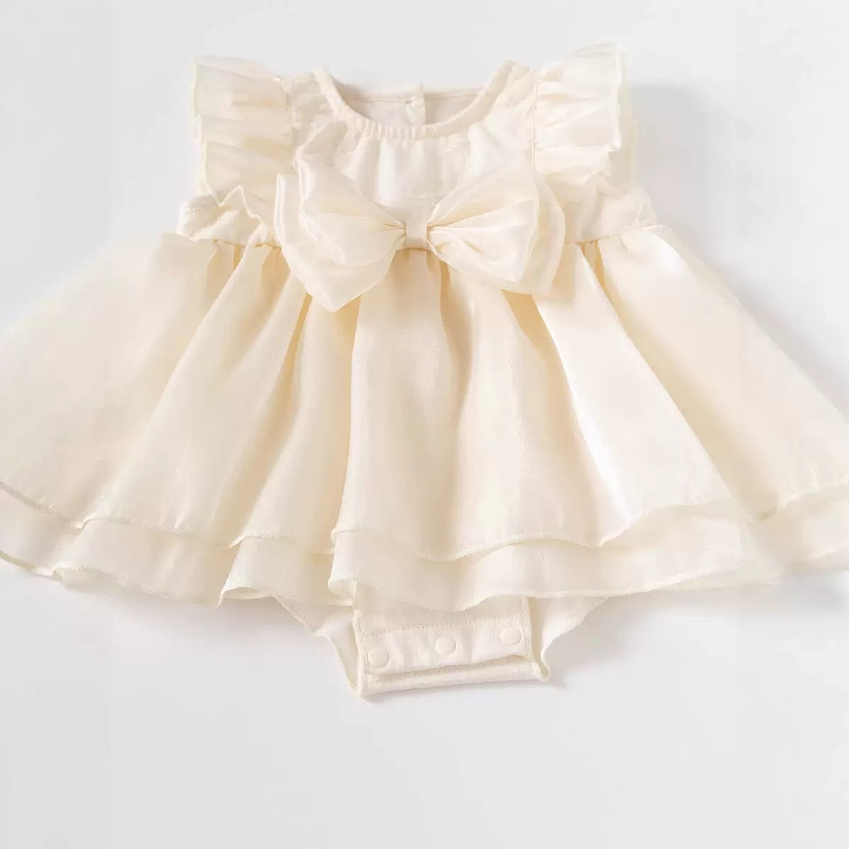 Preorder Infant Girls Chantelle Baptismal Romper in Cream