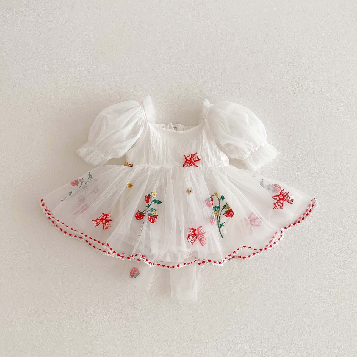 PREORDER Mirabelle Strawberry Fields Puffy Romper Celebrations