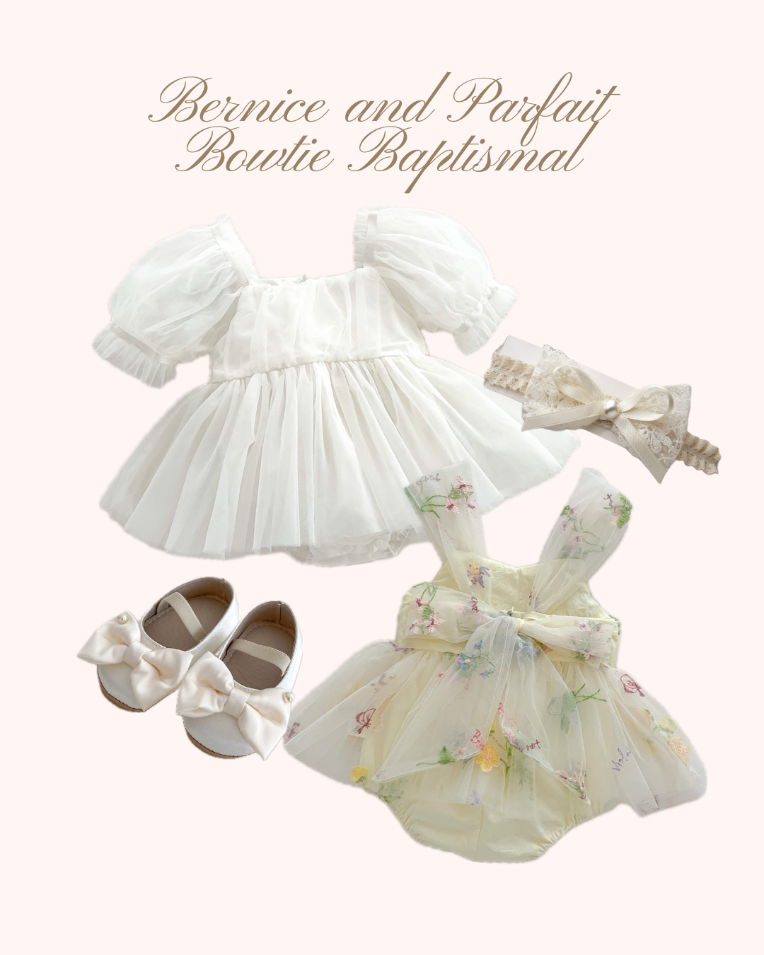 Preorder Bernice and Parfait Bowtie Baptismal & Reception Outfit