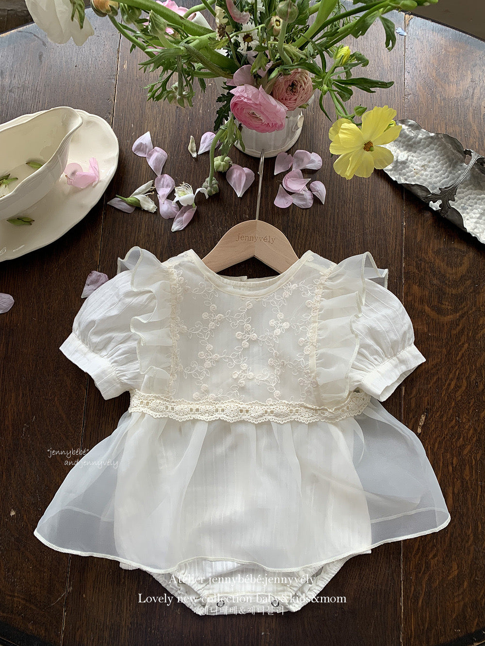 CHRISTENING FOR PREORDER Santina Romper & Detachable Gown
