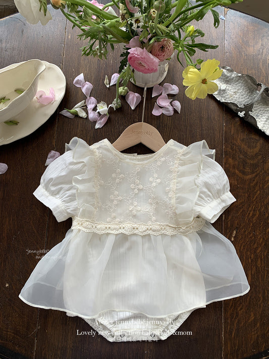 CHRISTENING FOR PREORDER Santina Romper & Detachable Gown