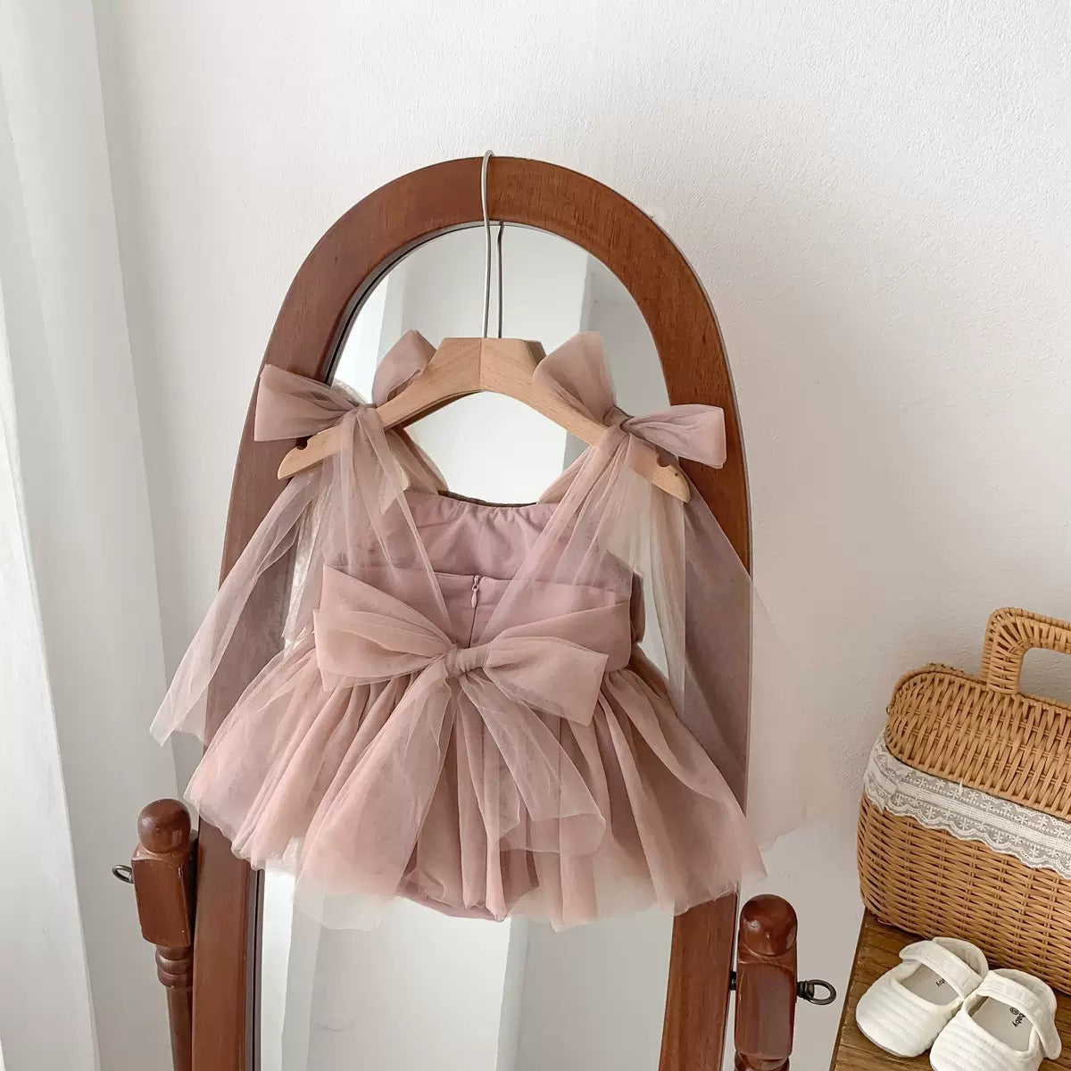 On Hand Bernice Strappy Romper in Mauve Brown 6-12 months