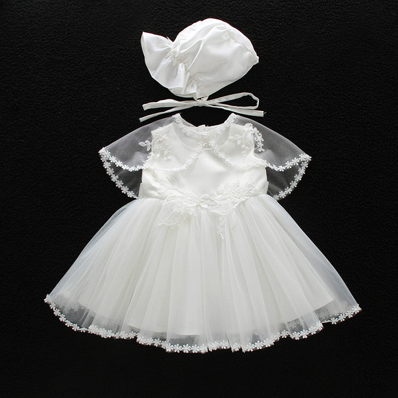 Christening for Preorder Beth Dress, Poncho & Hat