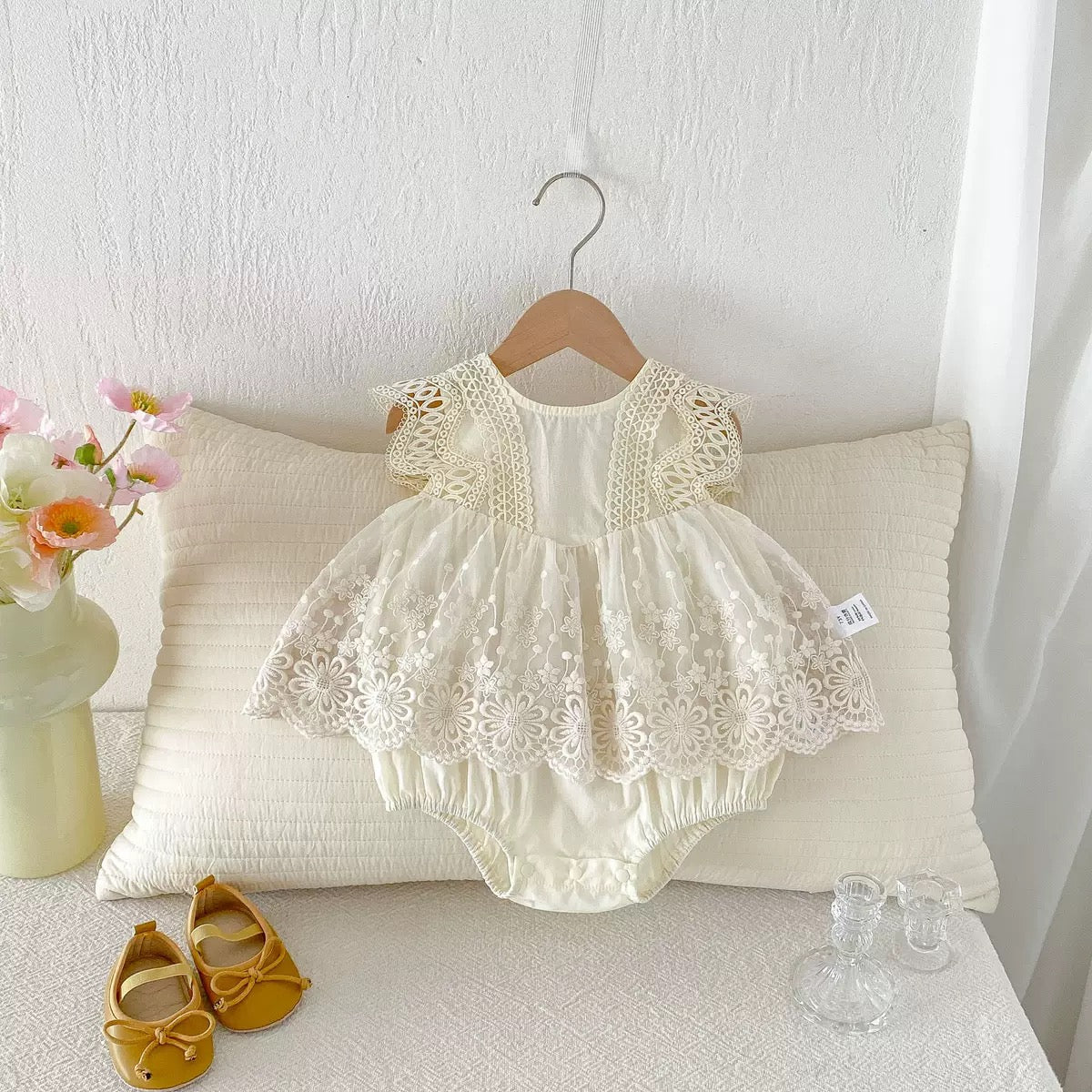 On Hand Missha Romper in Cream 0-6 months
