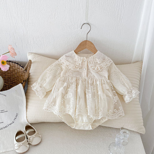 CHRISTENING for PREORDER Lizzy Romper Long Sleeved