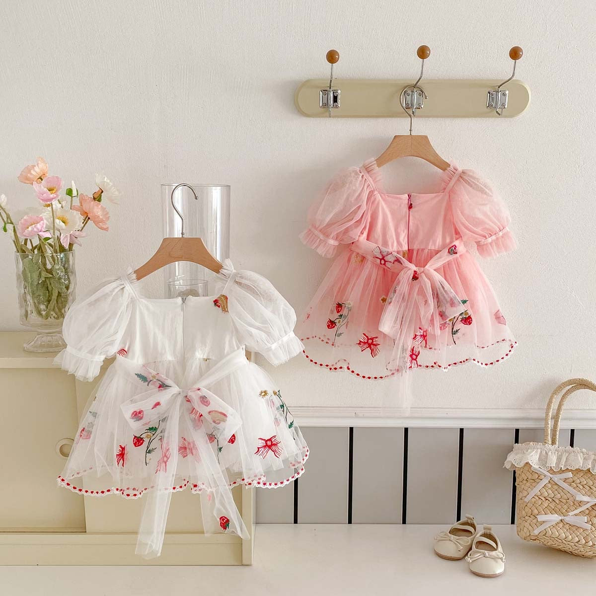 PREORDER Mirabelle Strawberry Fields Puffy Romper Celebrations