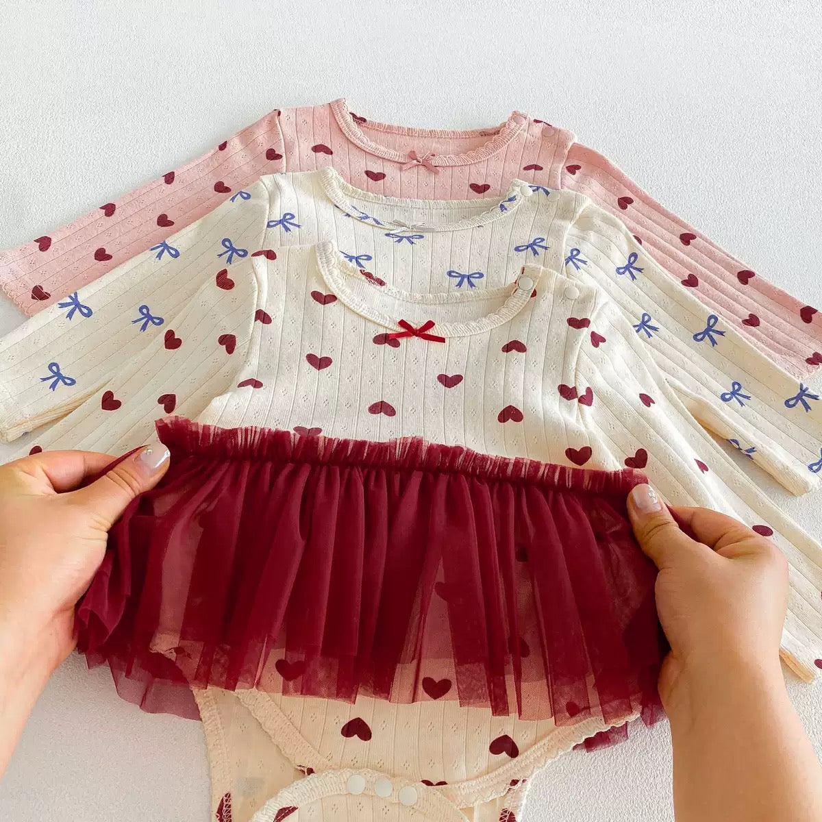Preorder Infant Girls Micha Pointelle Tutu Onesie in Long Sleeves