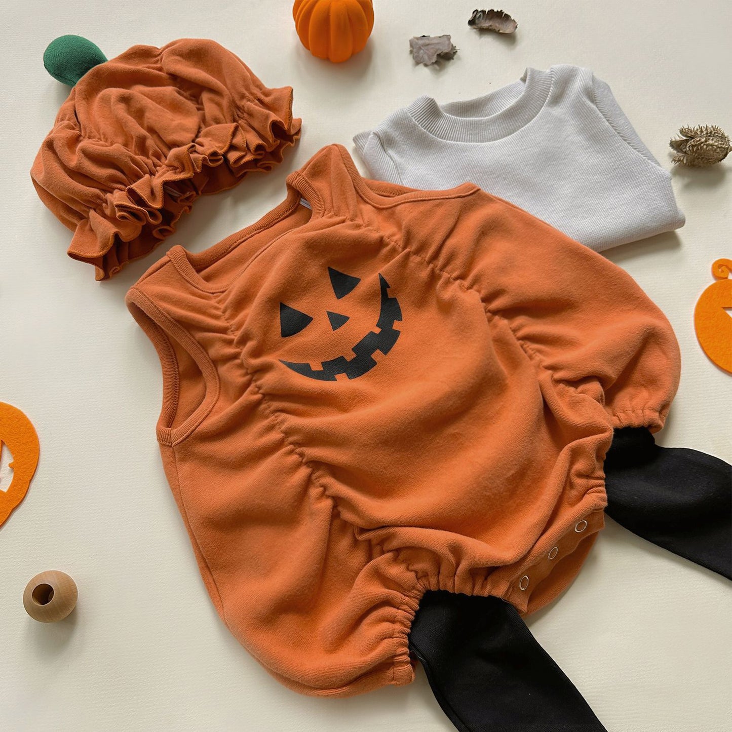 Preorder Halloween Pumpkin Romper & Hat
