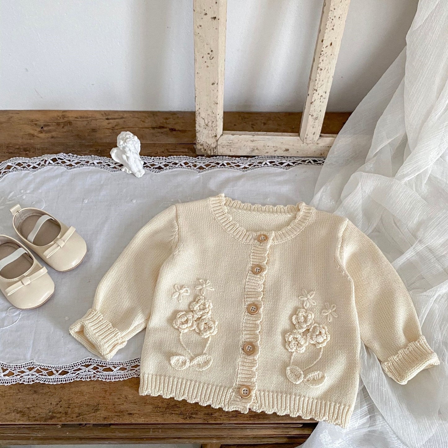 On Hand Ainsley Knitted Cardigan in 6-12 months