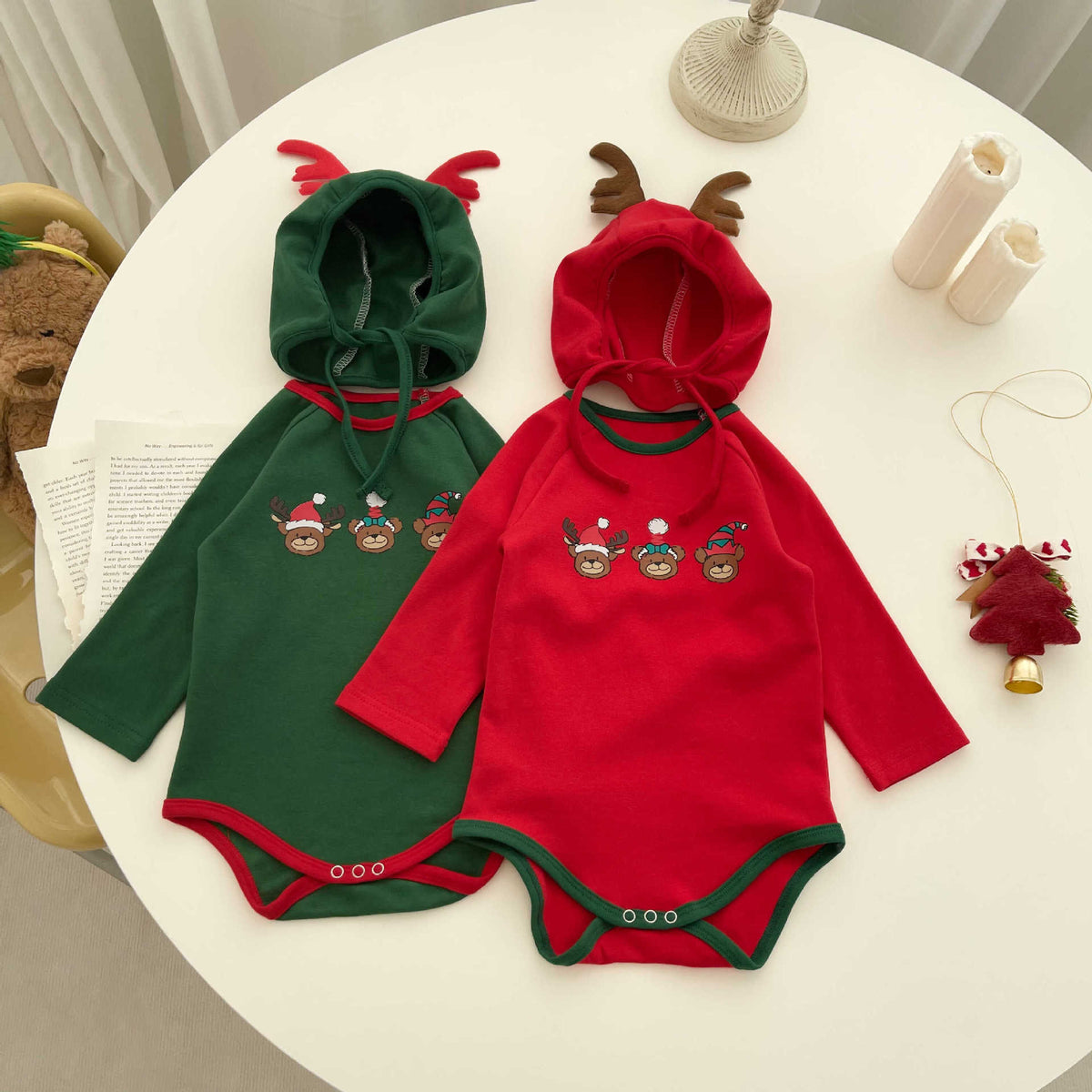 Preorder for Christmas Holiday Claus Reindeer Romper & Hat