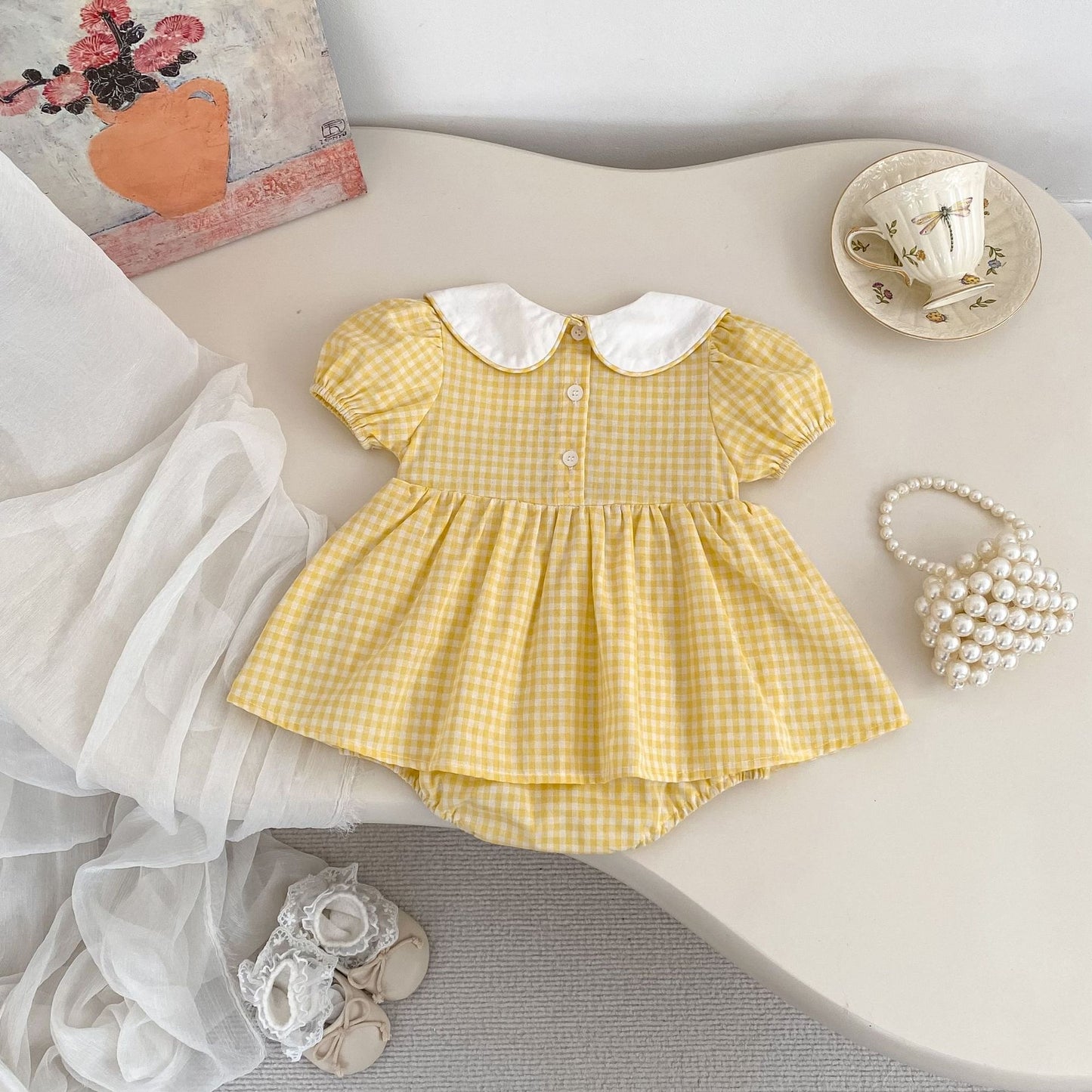 Preorder Infant Girls Daisy Ducky Checkered Romper