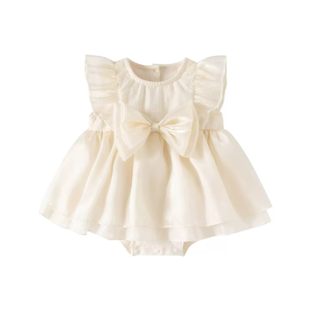 Preorder Infant Girls Chantelle Baptismal Romper in Cream