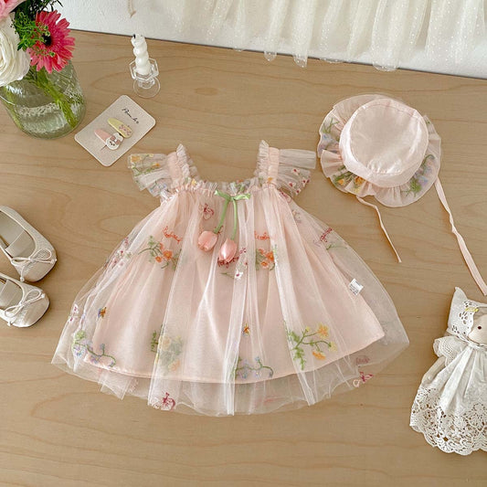 On Hand Parfait Flutter Tulip Dress & Hat