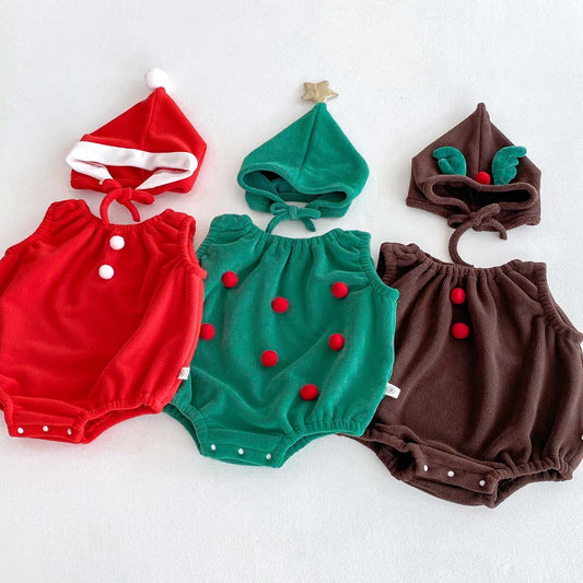 CHRISTMAS OOTD FOR PREORDER Noel Fleece Romper & Hat
