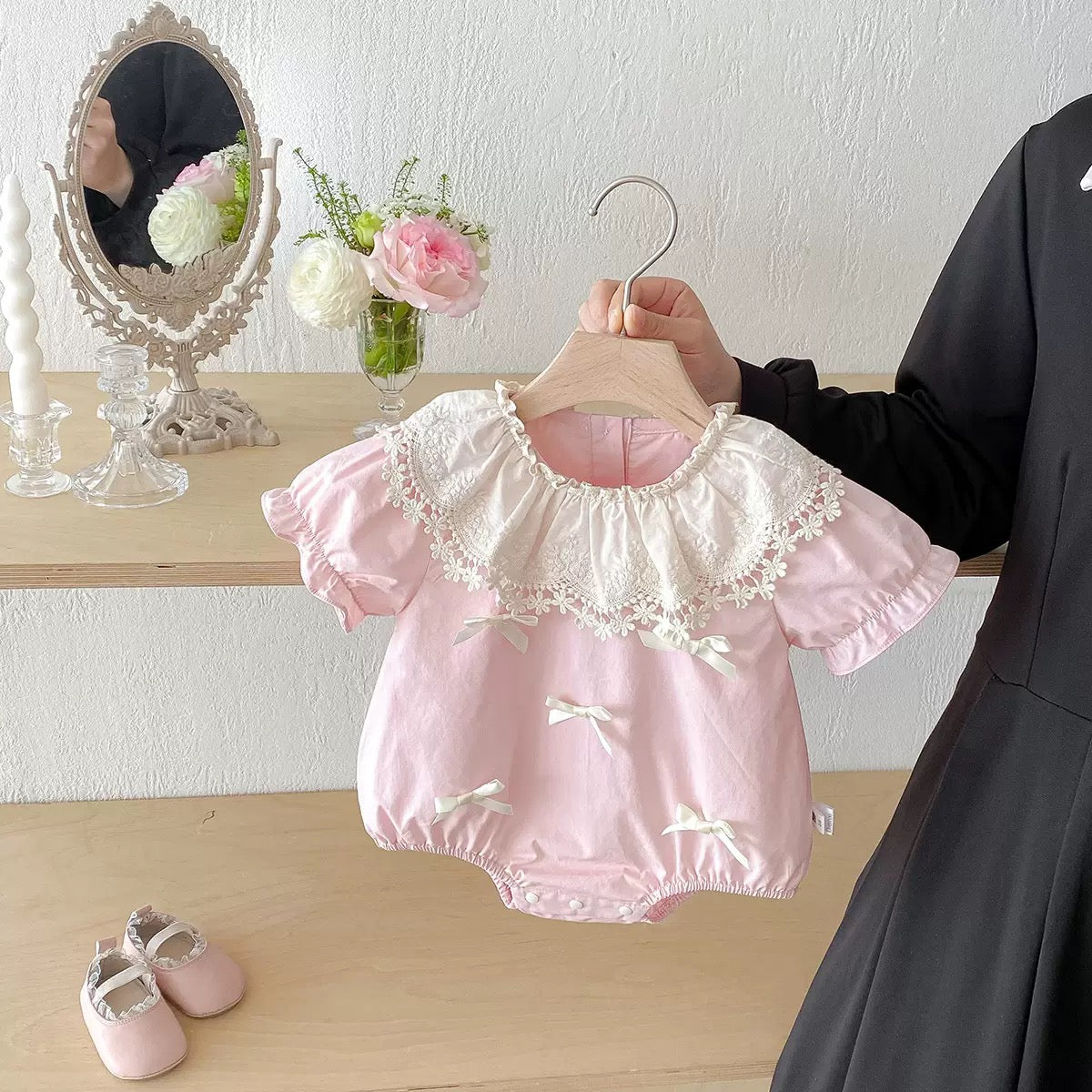 Preorder Shelly Bow Romper With Sleeves