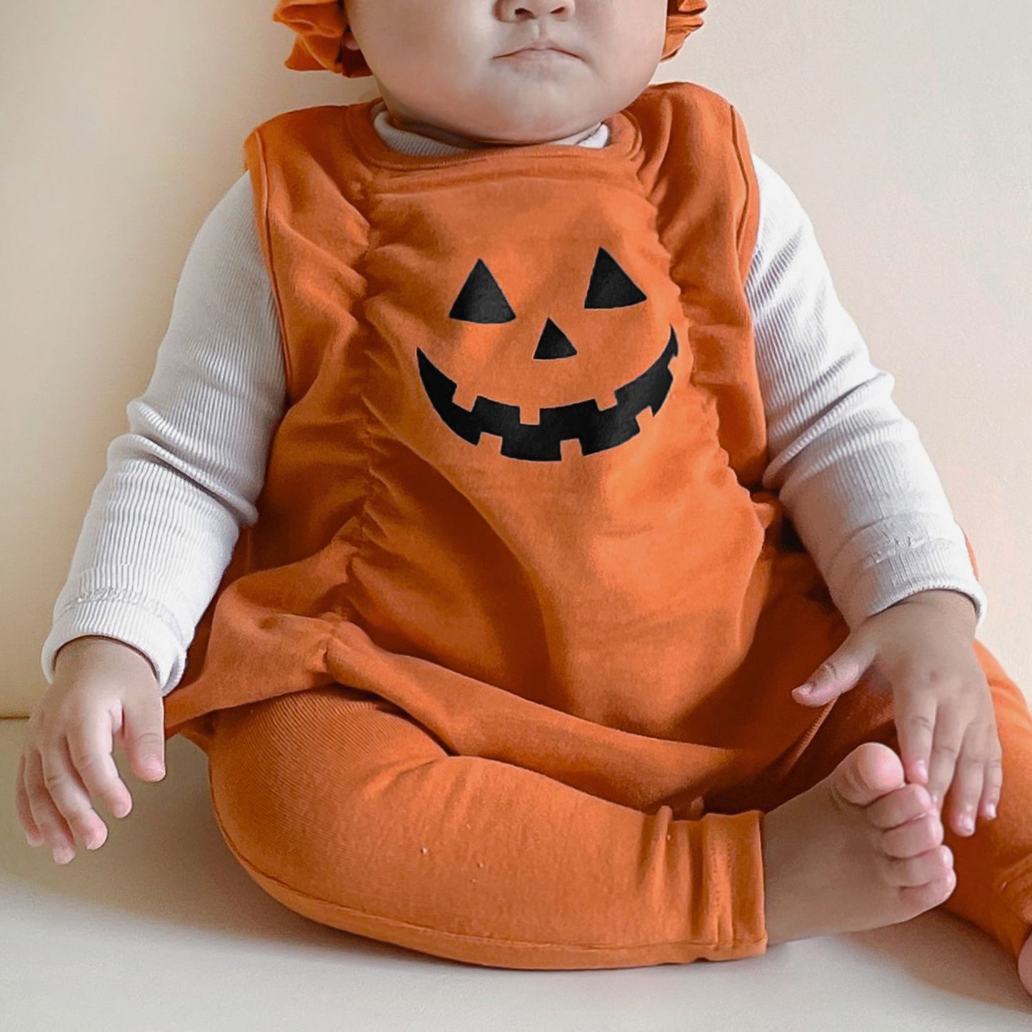 Preorder Halloween Pumpkin Romper & Hat