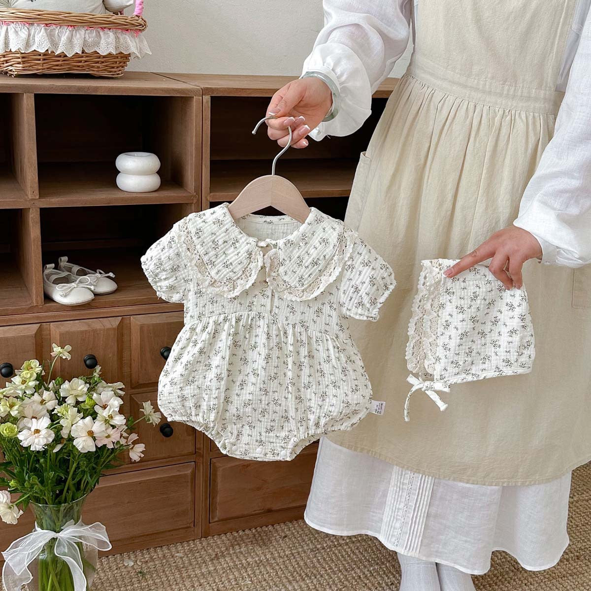 Preorder Infant Girls Ada Short Sleeves Romper & Hat