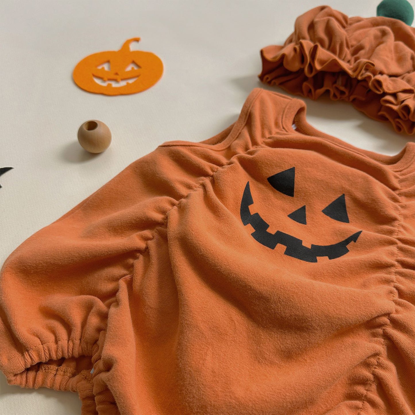 Preorder Halloween Pumpkin Romper & Hat