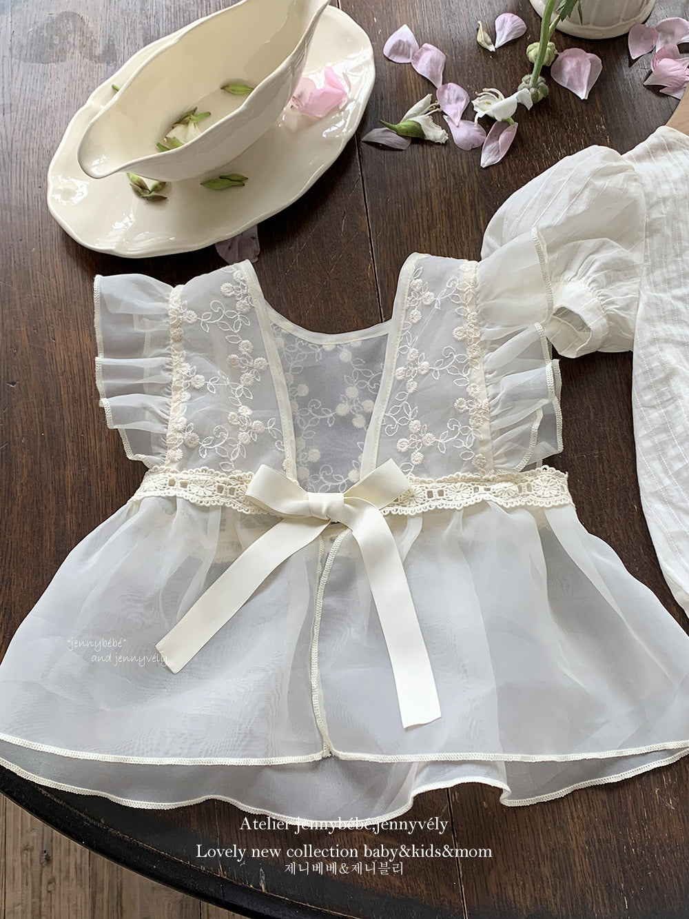 CHRISTENING FOR PREORDER Santina Romper & Detachable Gown