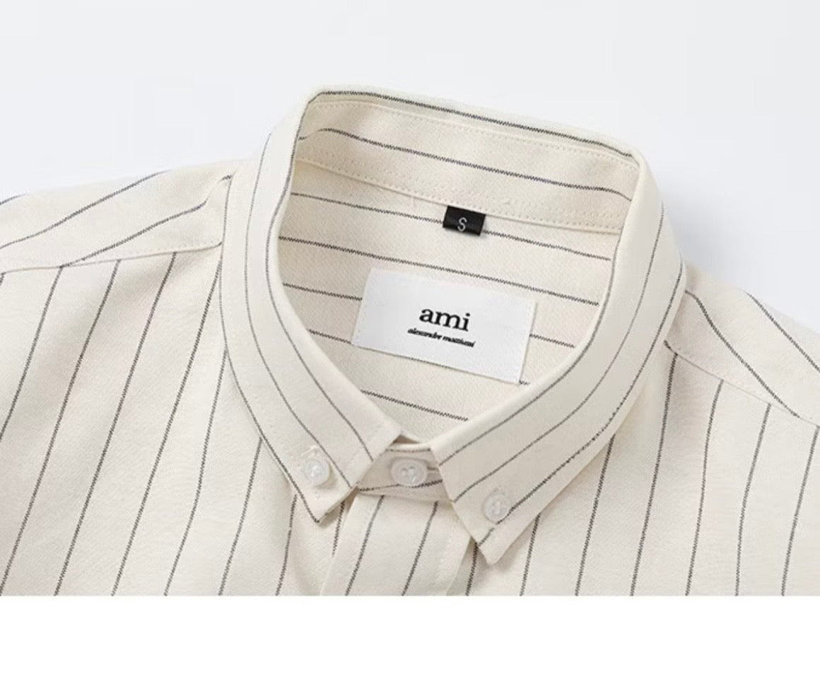 On Hand Clearance Sale Ami Button Down Vertical Stripes in Medium