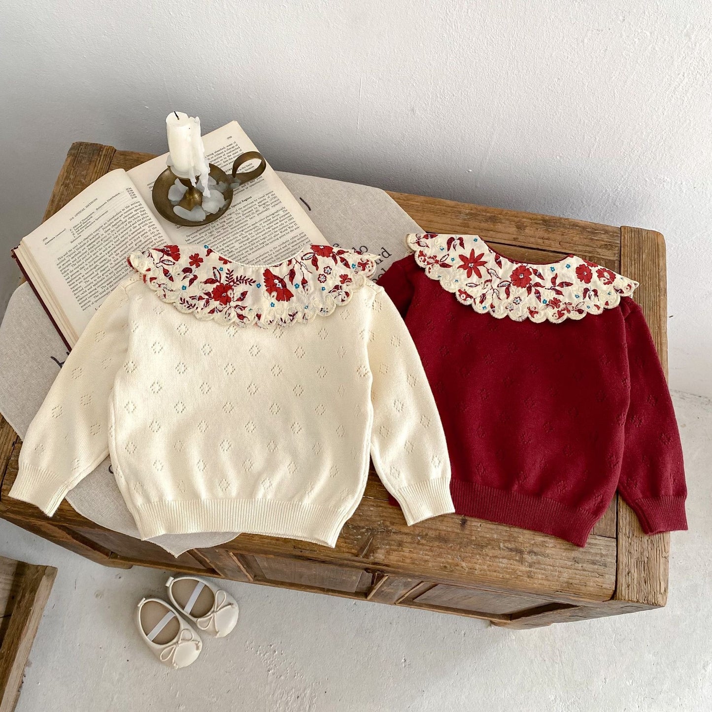 KNITS Sandy Floral Collar Sweater