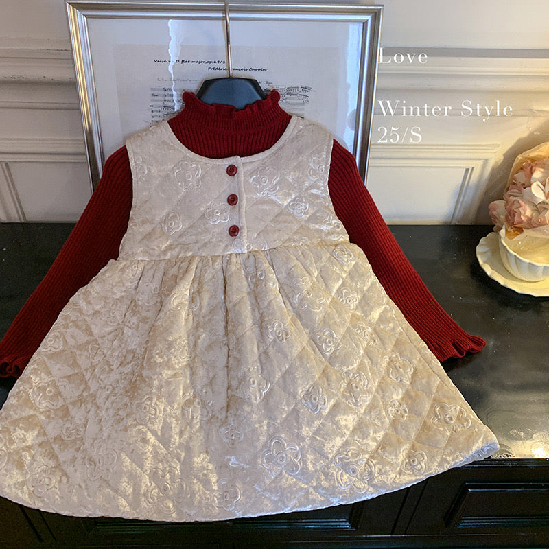 CHRISTMAS OOTD FOR PREORDER Livvy Velvet Dress and Inner Red Tee