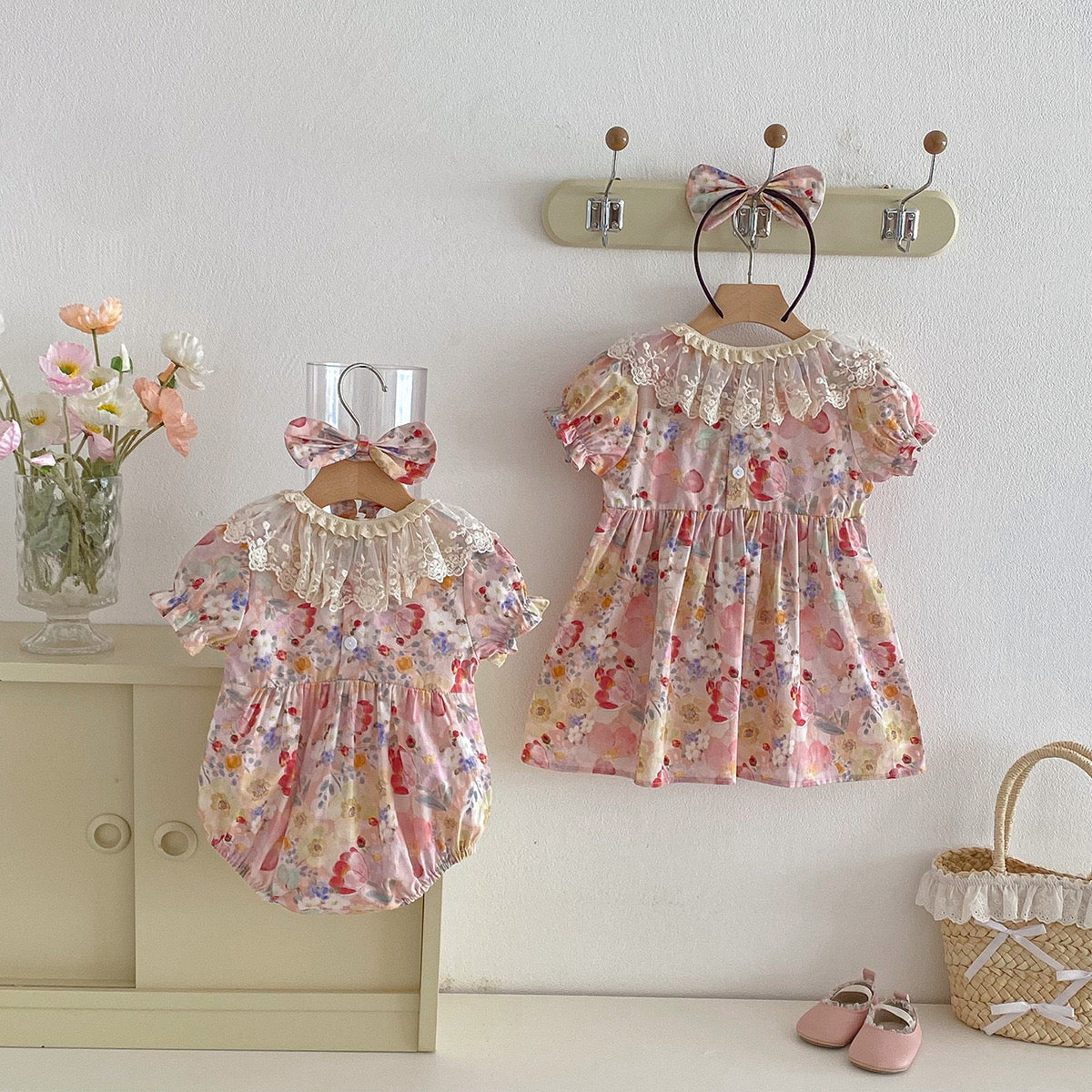 Preorder Twinning Sunnie Romper or Dress with Headwear & Detachable Collar