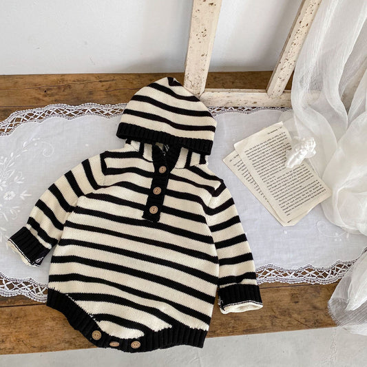 PREORDER ETHAN KNITTED HOODED ROMPER BOYS INFANT