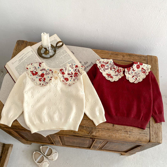KNITS Sandy Floral Collar Sweater