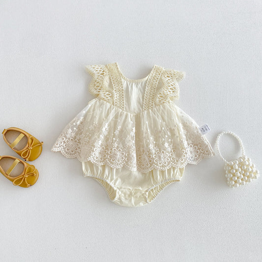 On Hand Missha Romper in Cream 0-6 months