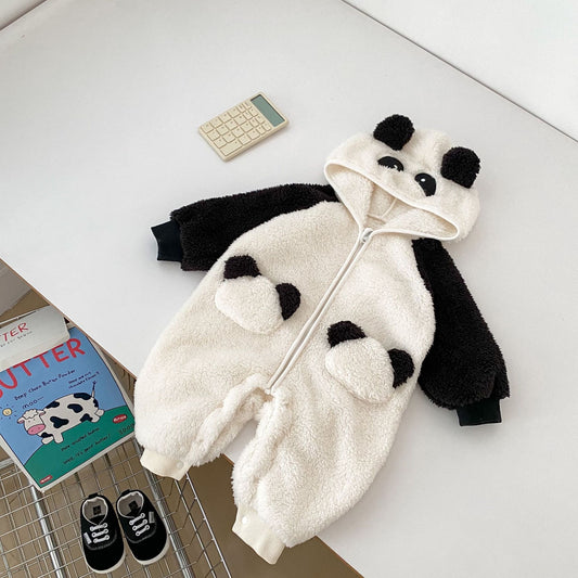 PREORDER Alfie Panda Hooded Fleece Bodysuit Infant Boys
