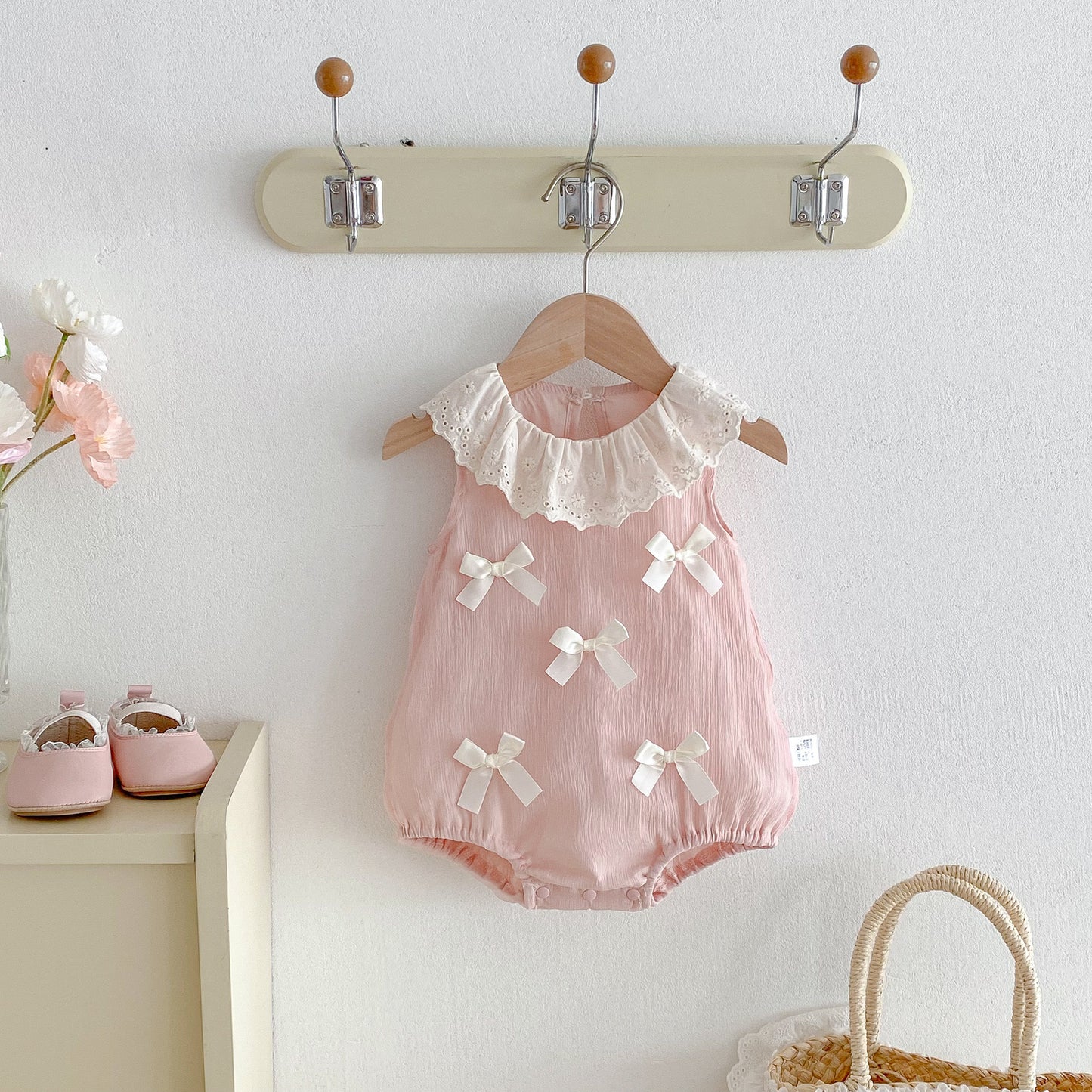 PREORDER Shelly Bow Romper Pink