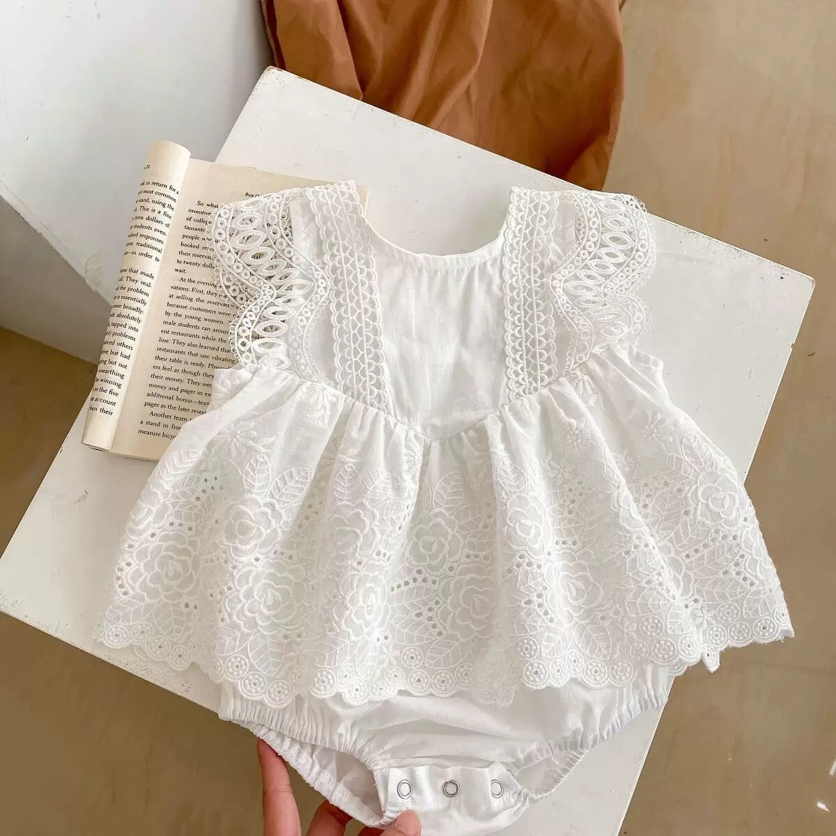 On Hand Missha Christening Romper in 6-12 months