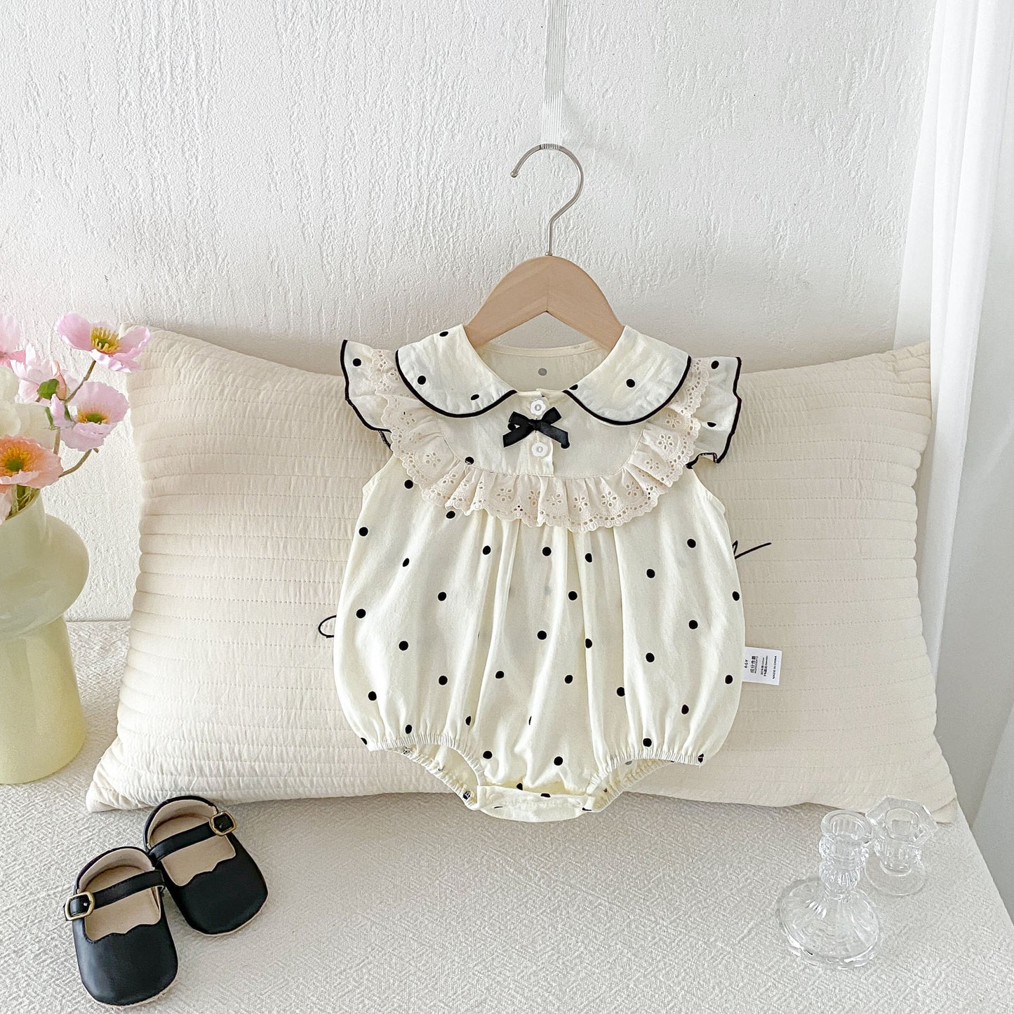 Preorder Infant Girls Jeanie Polka Flutter Romper