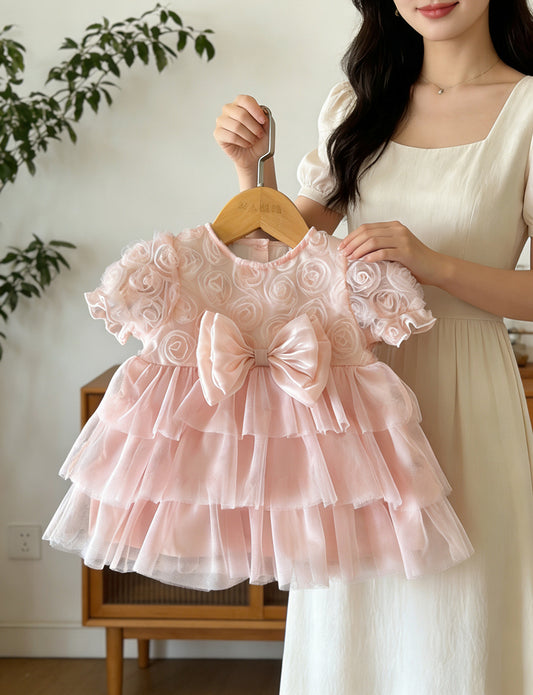 On Hand Caroline Dress in Coral Pink 0-6 months