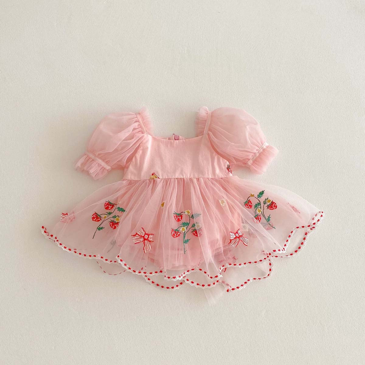 PREORDER Mirabelle Strawberry Fields Puffy Romper Celebrations